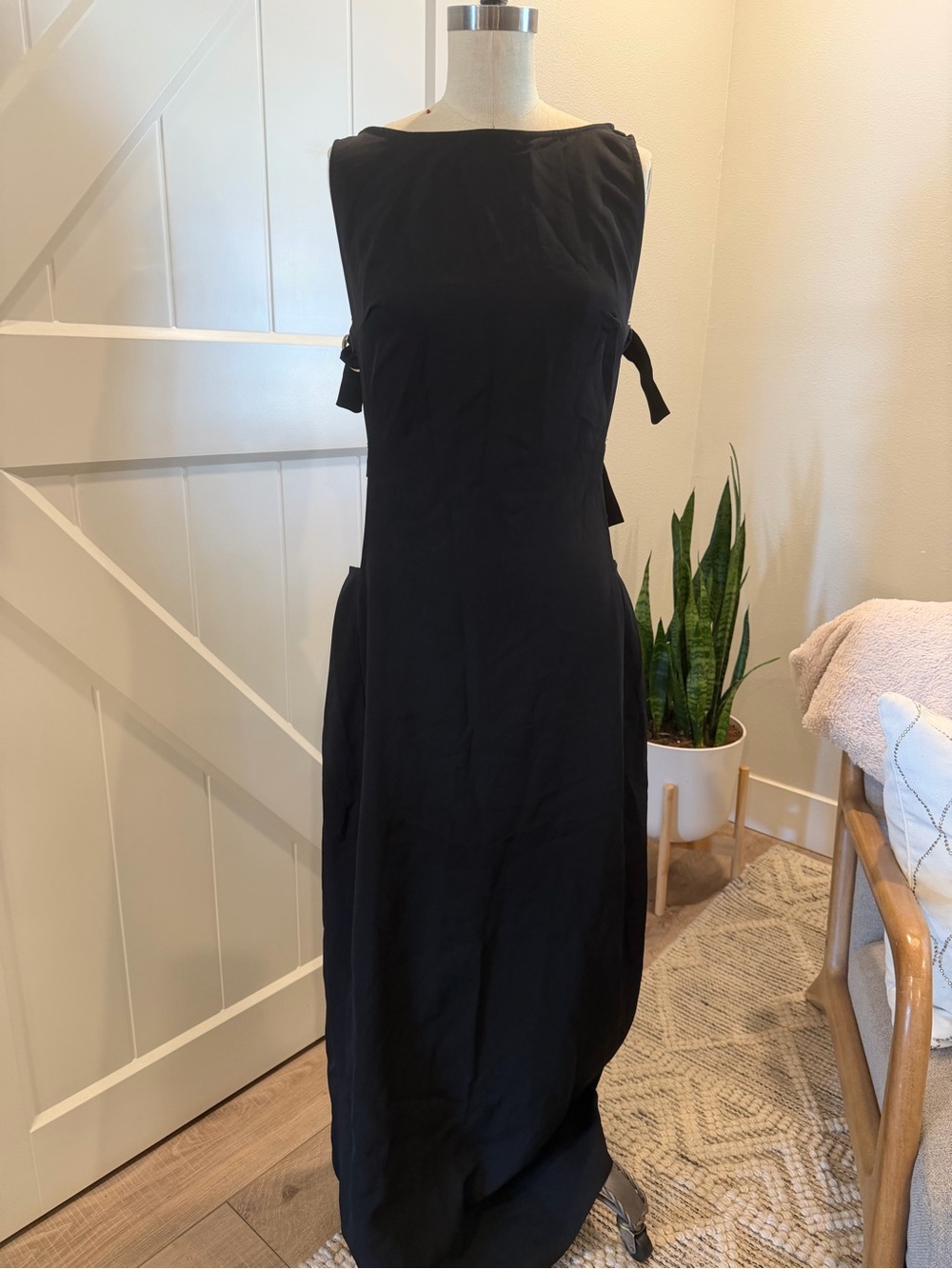 Cherish Black Sleeveless Maxi Dress with Side Tie Details